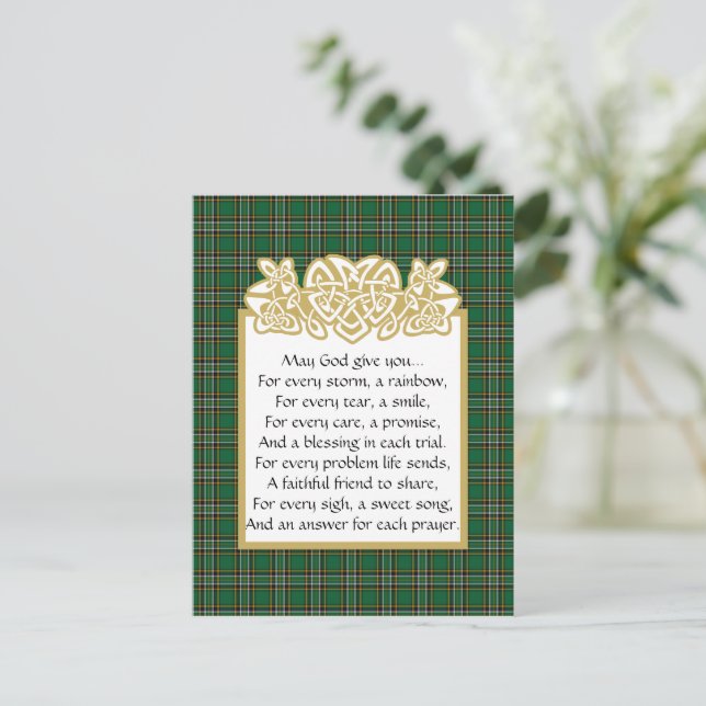 Irish Prayer Celtic Border and Tartan  Postcard (Standing Front)