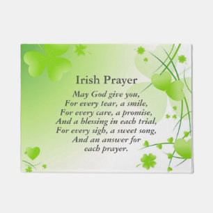 Irish Prayer Green Hearts and Shamrocks Doormat