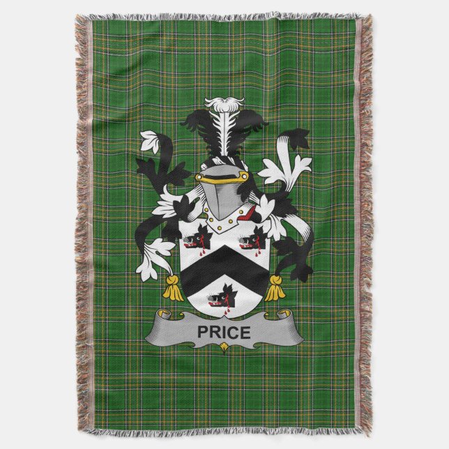  Irish Price Coat of Arms Family Crest Ireland Throw Blanket (Front Vertical)