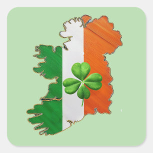 IRISH PRIDE and four leaf clovers-- Square Sticker
