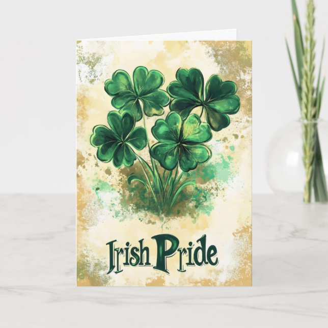 Irish Pride Clovers St. Patrick's Day Holiday Card (Front)