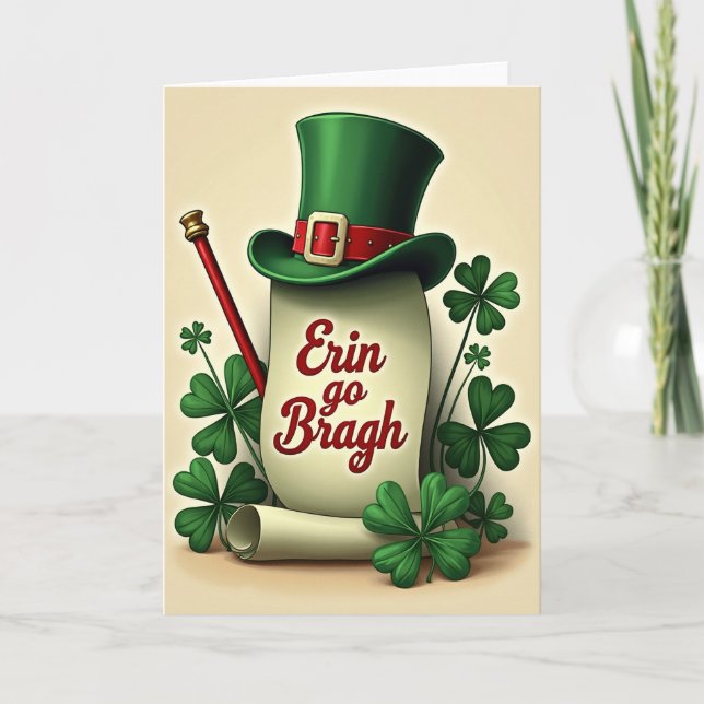 Irish Pride Emerald Top Hat Card (Front)