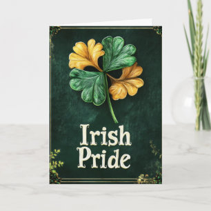 Irish Pride Gold Green Clover Holiday Card