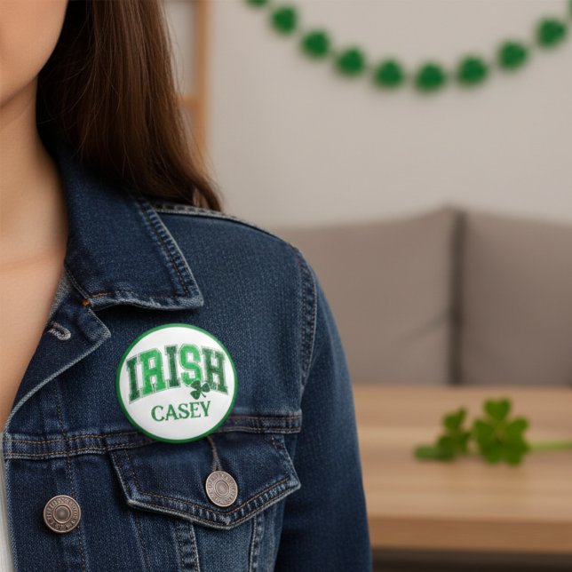 Irish Pride Retro St Patrick's Day Monogram 7.5 Cm Round Badge (Irish Pride Retro St Patrick's Day Custom Name)