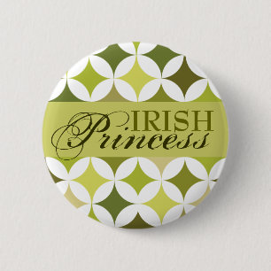Irish Princess Green Diamonds & Circles 6 Cm Round Badge