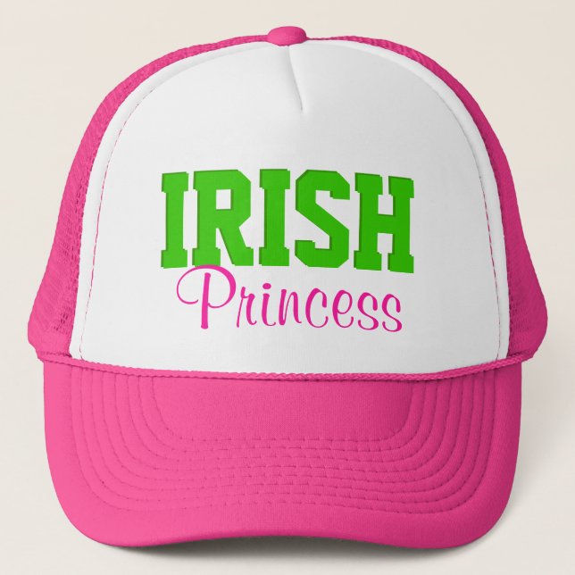 Irish Princess Hot Pink/Green Trucker Hat (Front)