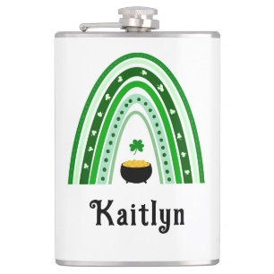 Irish Proverb, Boho Rainbow St. Patrick's Day Hip Flask