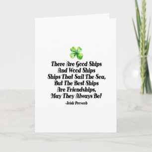 Irish proverb friendship quote good ships friend card
