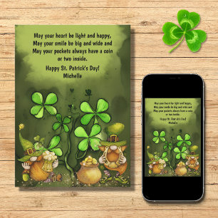 Irish Proverb, Leprechaun Gnomes St. Patrick's Day Holiday Card