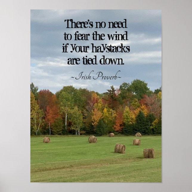 Irish Proverb No need to fear the wind Autumn hay Poster (Front)