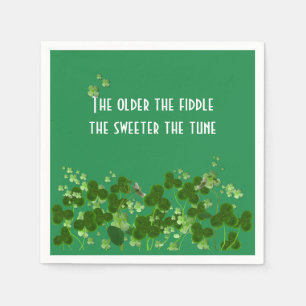Irish Proverb On Green With Shamrocks Napkin