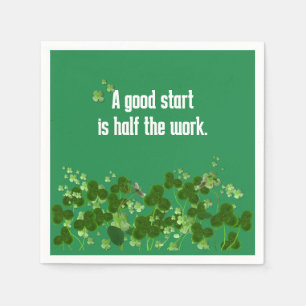 Irish Proverb On Green With Shamrocks Napkin