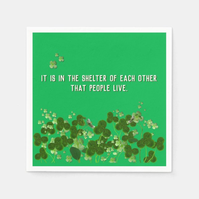 Irish proverb with shamrocks napkin (Front)
