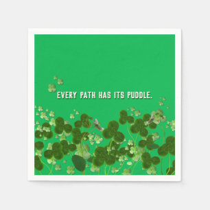 Irish proverb with shamrocks napkin
