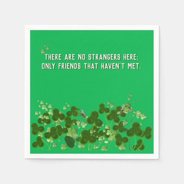 Irish proverb with shamrocks napkin (Front)