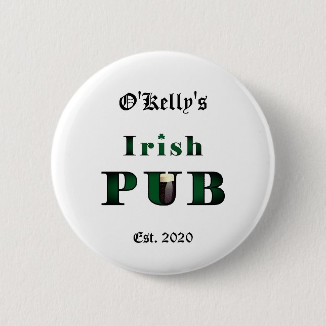 Irish Pub Bar Tavern Button Pin (Front)
