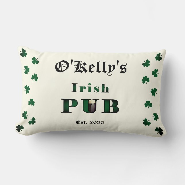 Irish Pub Bar Tavern Lumbar Throw Pillow (Front)