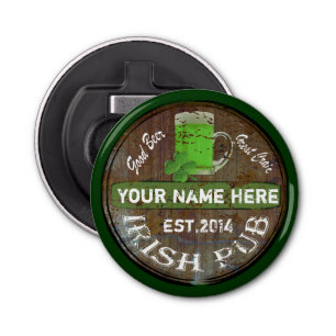 Irish pub beer barrel bottle opener