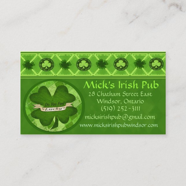 Irish Pub Business Card Template (Front)