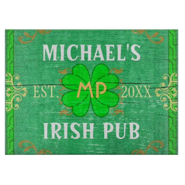 Irish Pub Create Your Own Home Bar Personalised Cutting Board (Front)