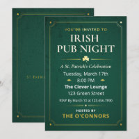 Irish Pub Night Gold & Green Vintage St Patrick