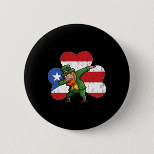 Irish Puerto Rico Dabbing Leprechaun St Patricks D 6 Cm Round Badge