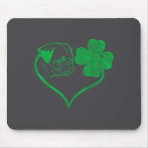 Irish Pug Face Shamrock Clover St Patricks Day Dog Mouse Pad