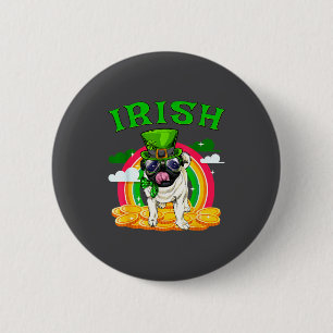 Irish Pug Funny St Patricks Day Leprechaun Dog Men 6 Cm Round Badge