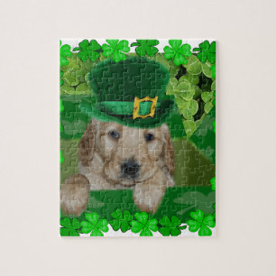 IRISH PUP! PGOLDEN RETRIEVER ST. PATRICK JIGSAW PUZZLE
