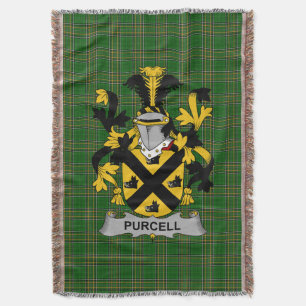 Irish Purcell Coat of Arms Family Crest Ireland I Throw Blanket