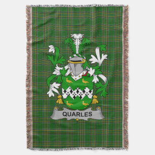 Irish Quarles Coat of Arms Family Crest Ireland Throw Blanket