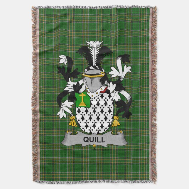  Irish Quill Coat of Arms Family Crest Ireland Throw Blanket (Front Vertical)