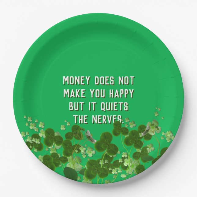 Irish quote with shamrocks paper plate (Front)