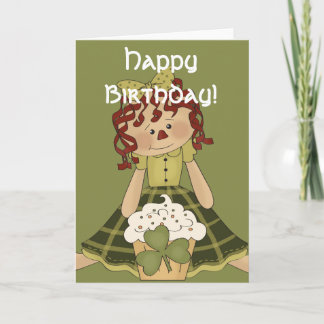 Irish RagDoll d1 Happy March Birthday Card