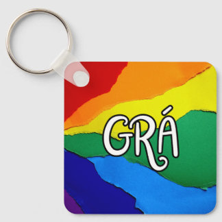 Irish Rainbow Love - Grá means love Key Ring