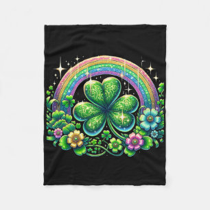 Irish Rainbow Shamrock St Patricks Day Ireland Rai Fleece Blanket