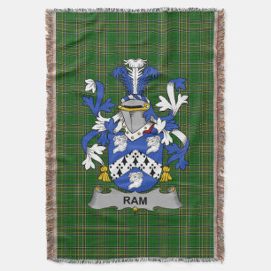 Irish Ram Coat of Arms Family Crest Ireland Throw Blanket