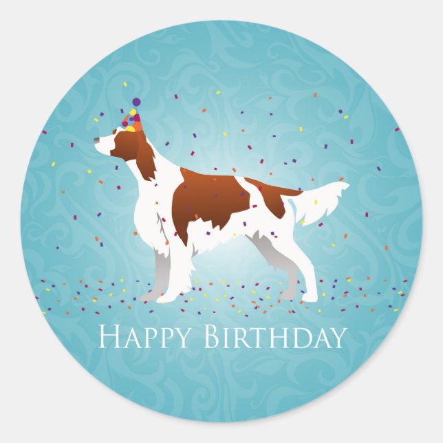 Irish Red and White Birthday Design Classic Round Sticker (Front)