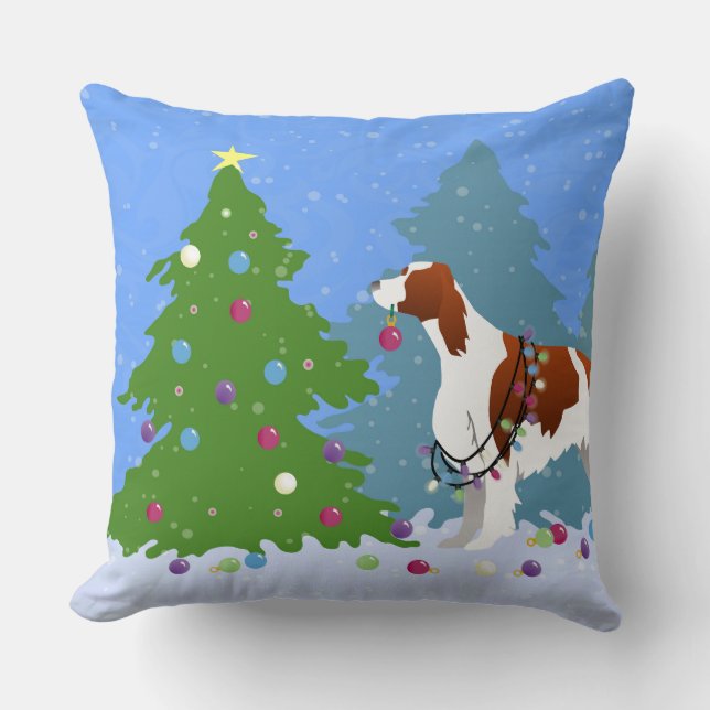Irish Red and White Setter Decorating Tree Cushion (Front)