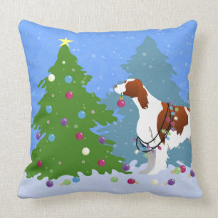 Irish Red and White Setter Decorating Tree Cushion