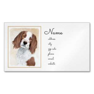 Irish Red and White Setter Painting - Original Art Magnetic Business Card