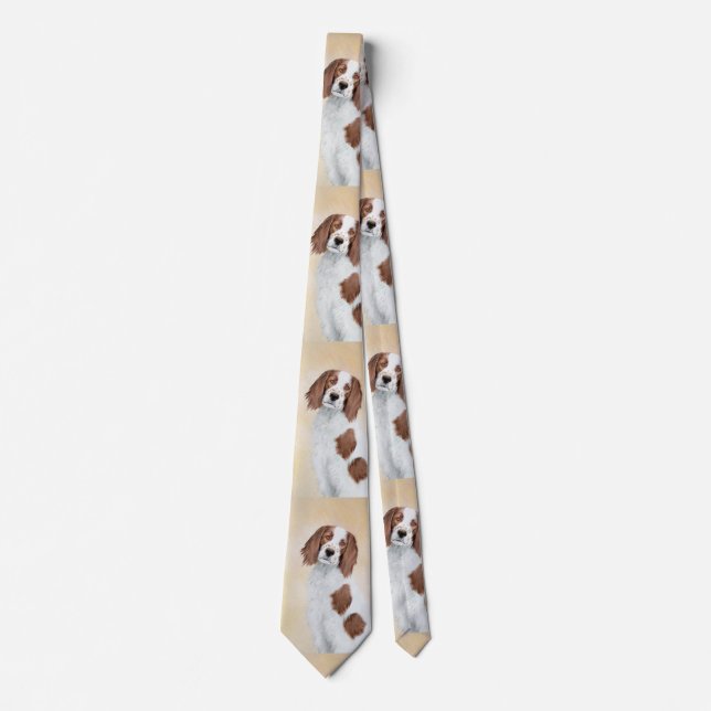 Irish Red and White Setter Painting - Original Art Tie (Front)