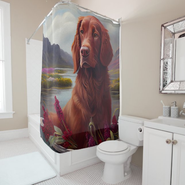 Irish Red on a Paddle: A Scenic Adventure Shower Curtain (In Situ)