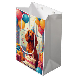 Irish Red Setter Birthday Celebration Medium Gift Bag