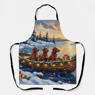 Irish Red Setter Christmas Boat Holiday Apron