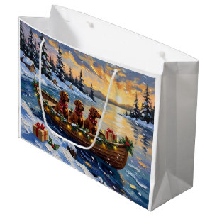 Irish Red Setter Christmas Boat Holiday Large Gift Bag