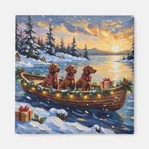 Irish Red Setter Christmas Boat Holiday Magnet