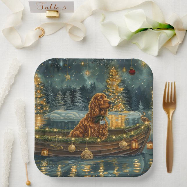 Irish Red Setter Christmas Festive Voyage Paper Plate (Wedding)