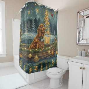 Irish Red Setter Christmas Festive Voyage Shower Curtain