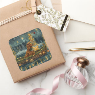 Irish Red Setter Christmas Festive Voyage Square Sticker